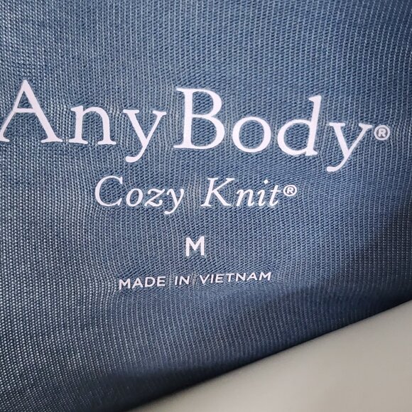 AnyBody Cardigan Womens Size M Medium Solid All Blue Long Cozy Knit Button Front - Picture 5 of 6